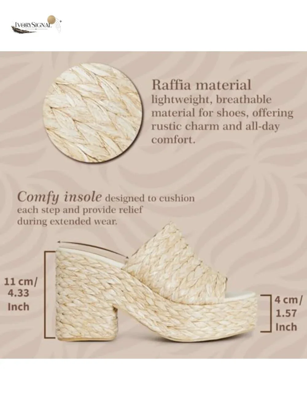 Raffia Wedge Sandals Open Toe Chunky Heeled Espadrilles Summer Boho Shoes